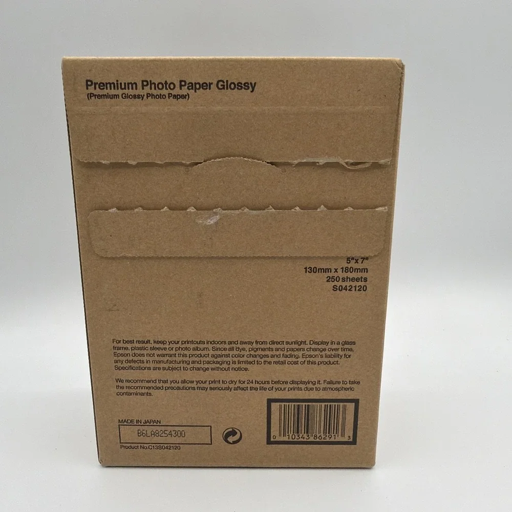 Epson Premium Photo Paper Glossy 5x7 White 250 Sheets 5/50pks S042120 Sealed